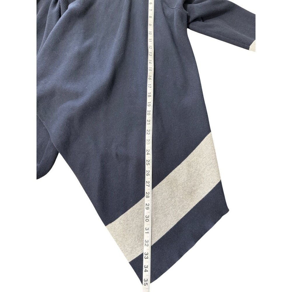 Lauren Ralph Lauren Cardigan Open Front Navy Blue With Gray Trim Womens Size 2X - Picture 5 of 8